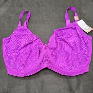 Cacique Unlined Balconette Bra with Lace Size 40K